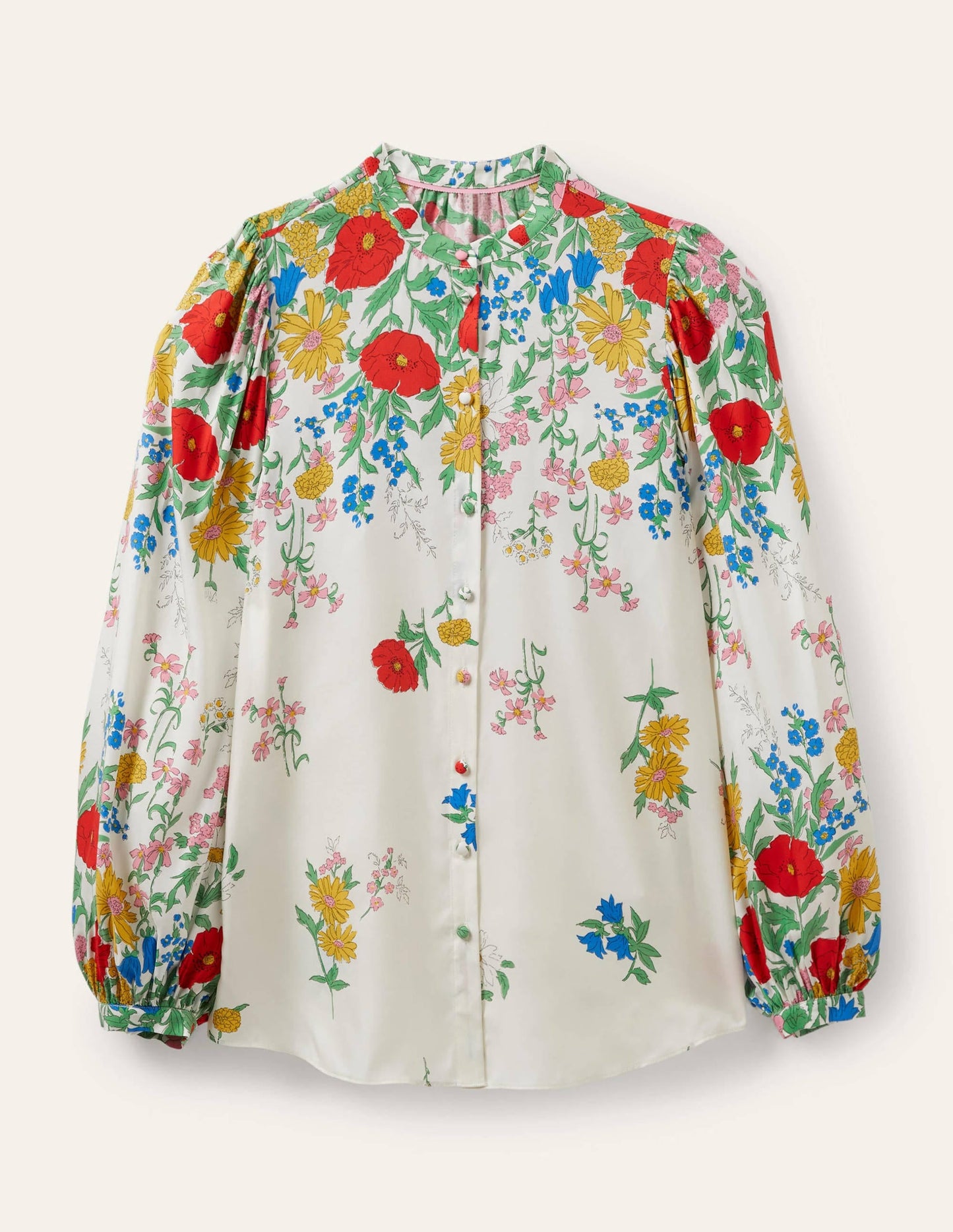 Blouson Sleeve Blouse-Ivory, Botanical Terrace