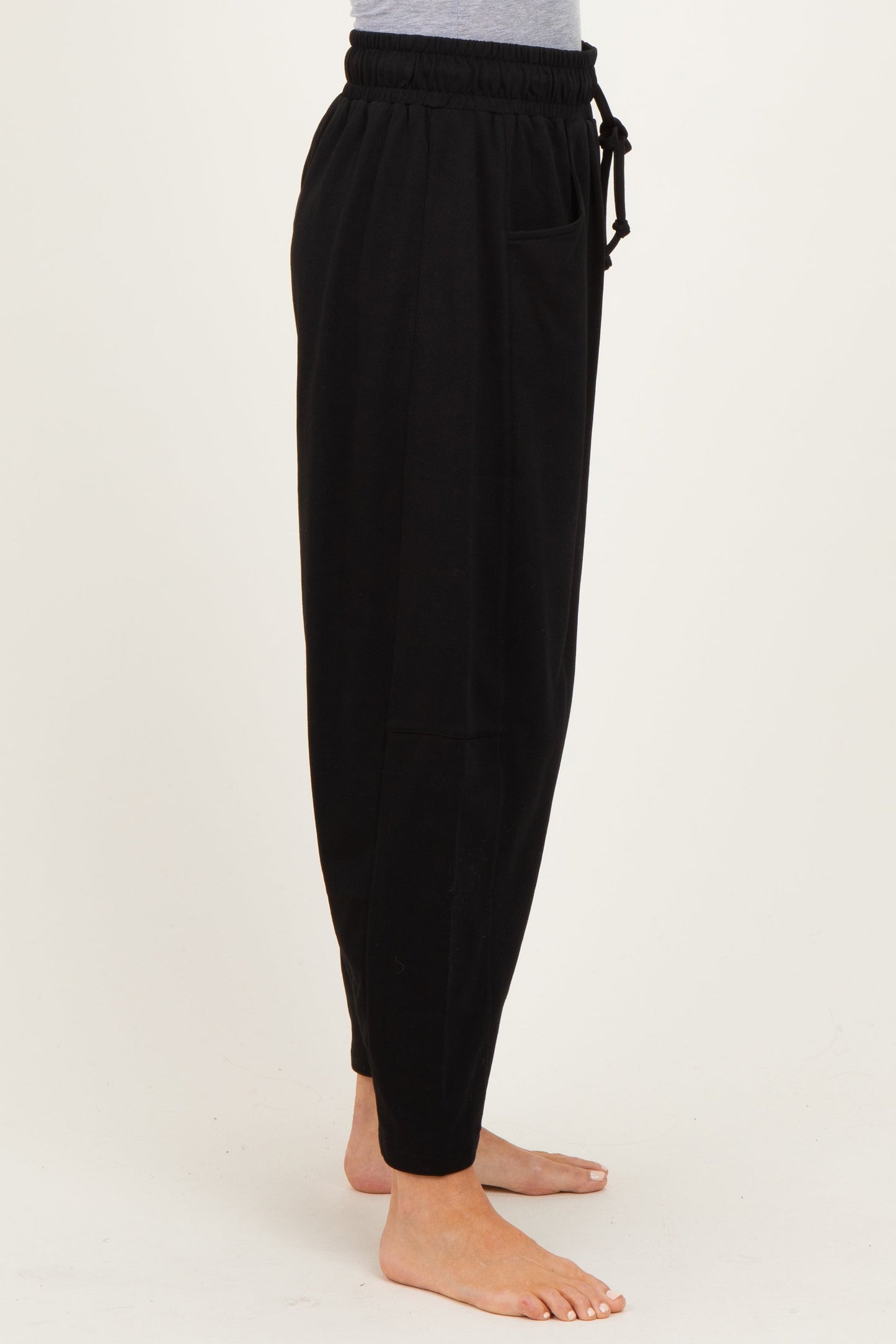 Black Barrel Leg Terry Sweatpants