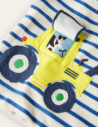 Big Appliqué T-shirt-White/Duke Blue Digger