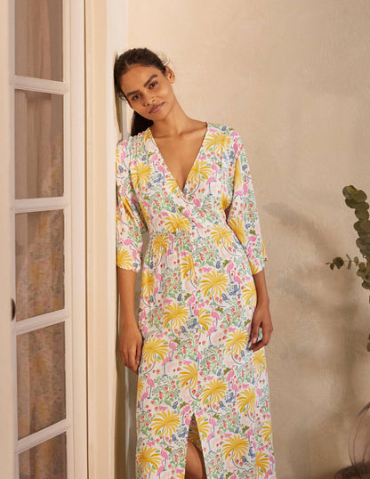 Betsy Midi Dress-Ivory, Tropical Charm