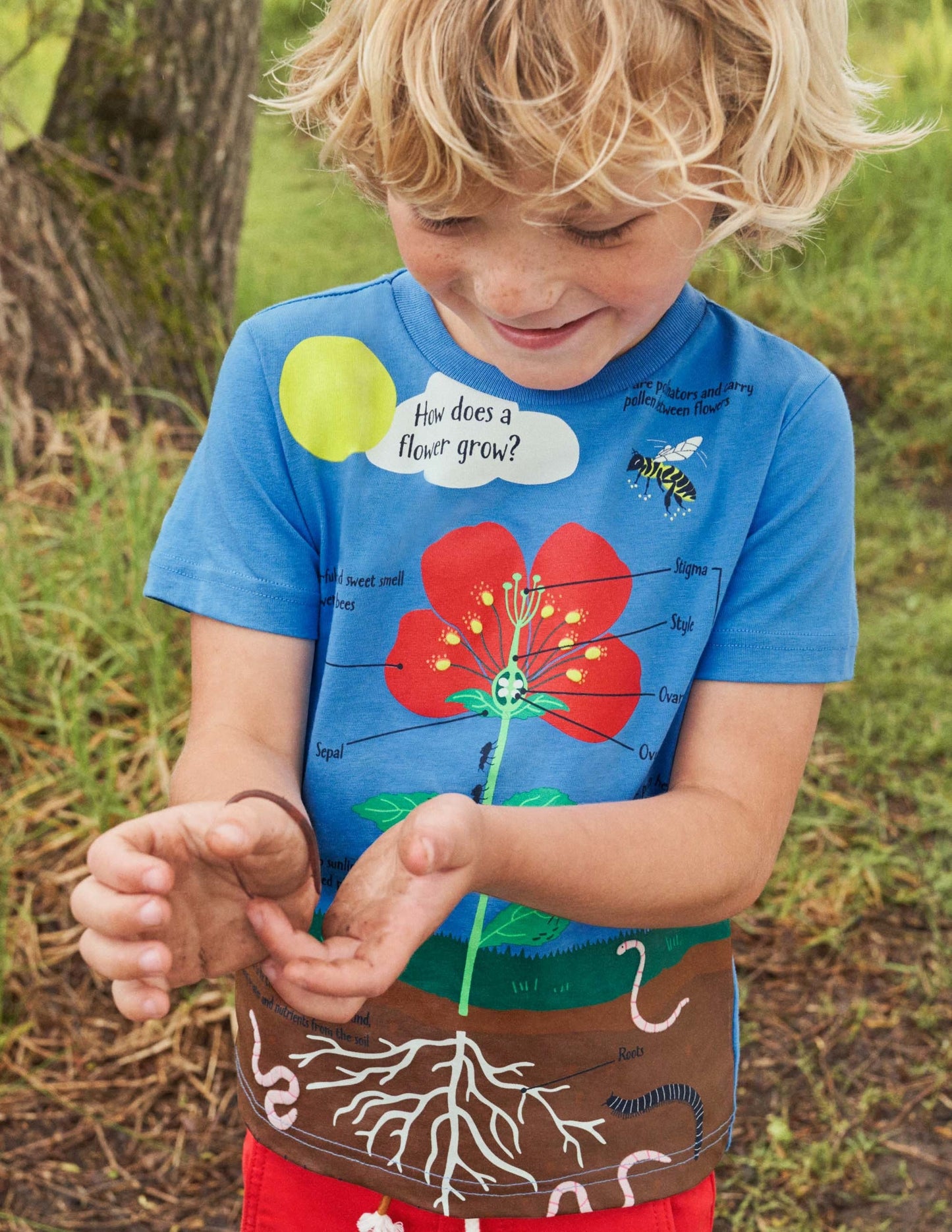 Blue Flower Educational T-shirt-Bright Bluebell Blue Flower