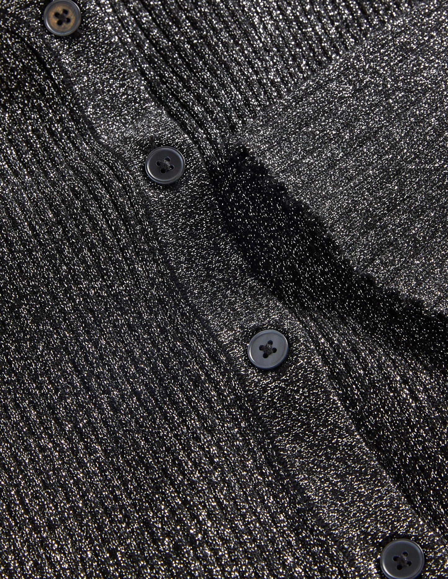 Black Ribbed Metallic Cardigan-Silver, Black