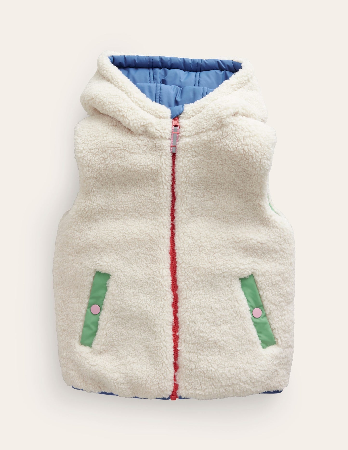 Borg Mix Reversible Gilet-Bubblegum Pink Colourblock