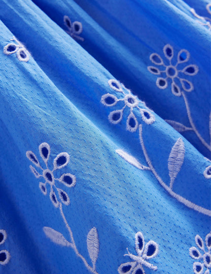 Broderie Twirly Dress-Penzance Blue