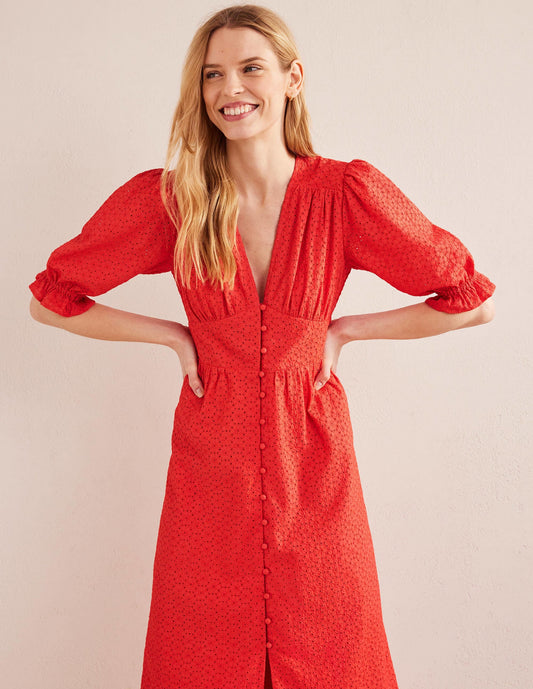 Broderie Midi Tea Dress-Jam
