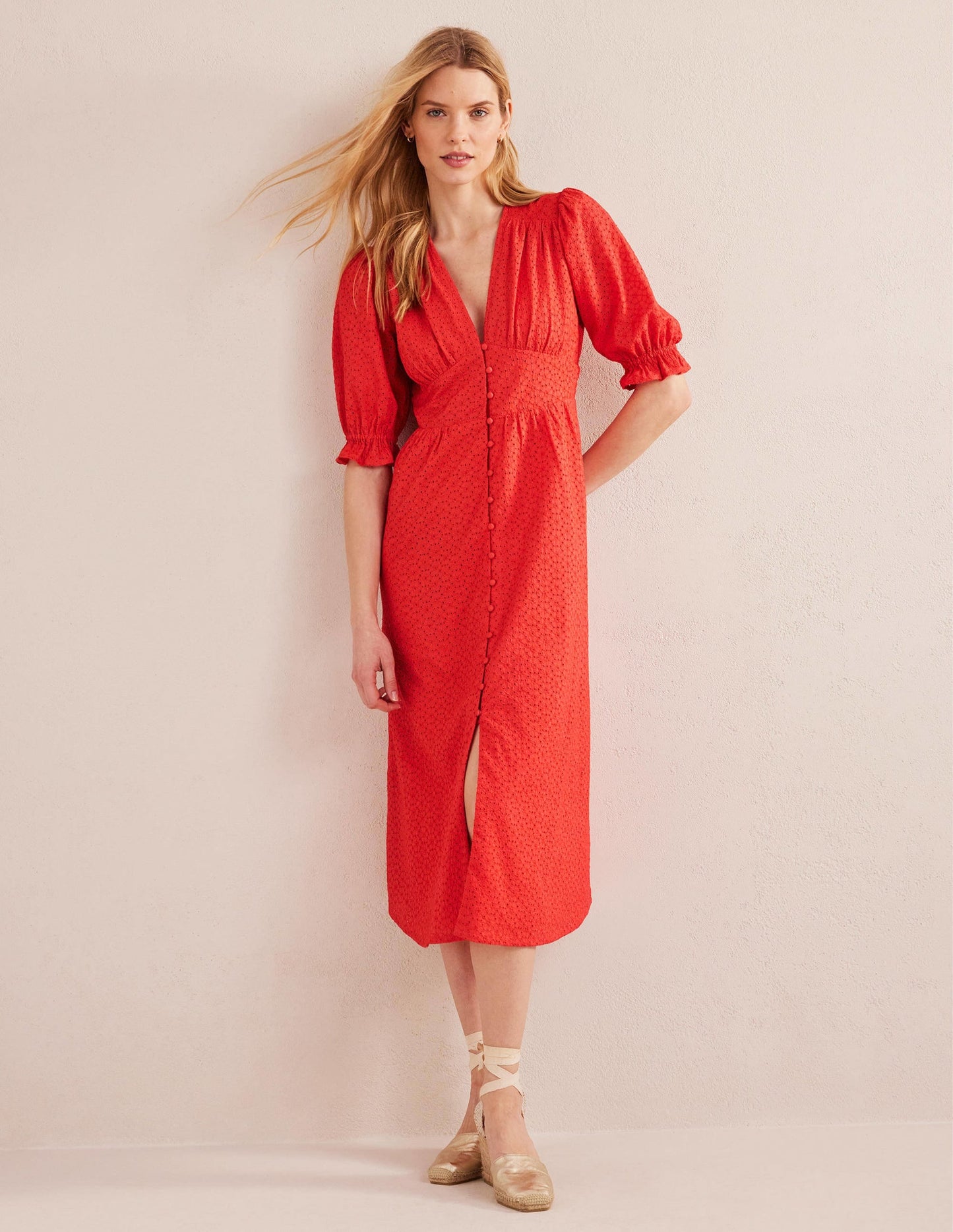 Broderie Midi Tea Dress-Jam
