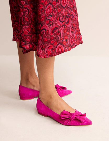Bow Ballet Flats-Vibrant Plum Suede
