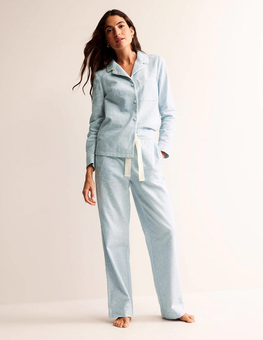 Brushed Cotton Pajama Pants-Surf, Spaced Dotty