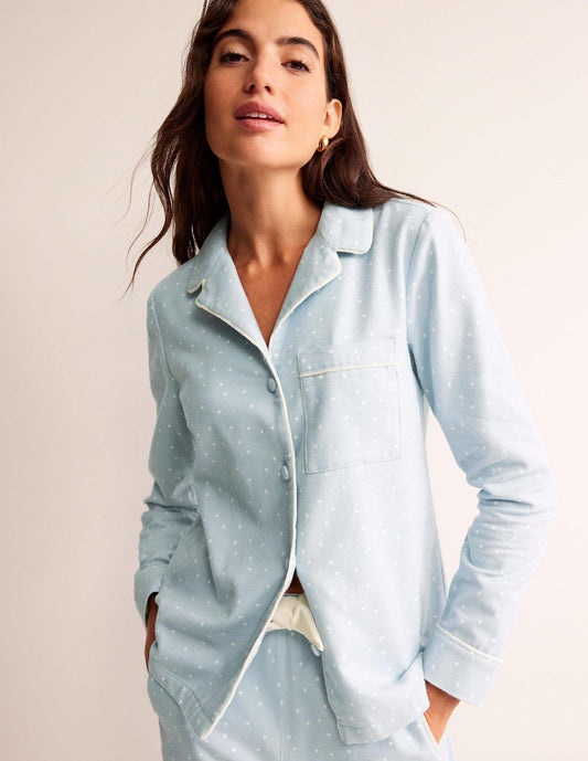 Brushed Cotton Pajama Shirt-Surf, Spaced Dotty