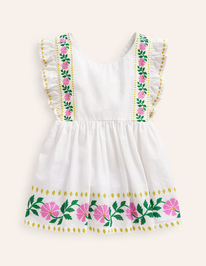 Bow Back Top-Vanilla White Floral