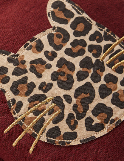 Bobbie Appliqué Sweatpants-Chestnut Cats