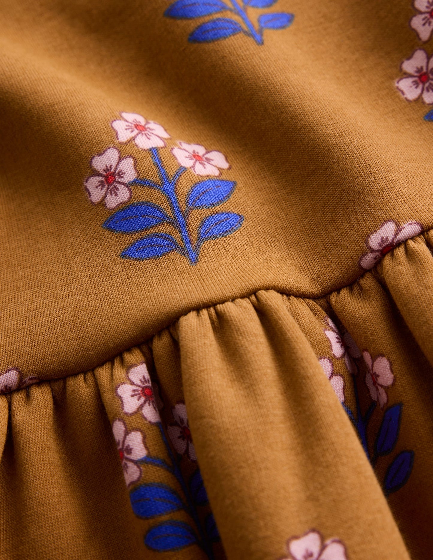 Broderie Sweatshirt Dress-Toffee Brown Flower Stamp