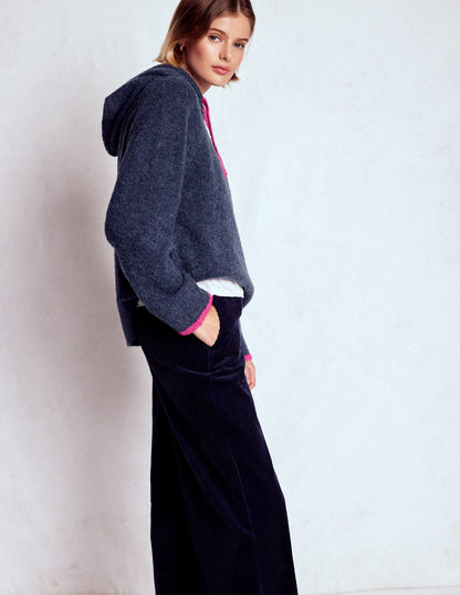 Bouclé Raglan Hoody-Navy
