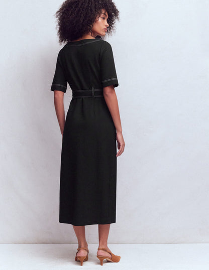 Bria Ponte Midi Dress-Black