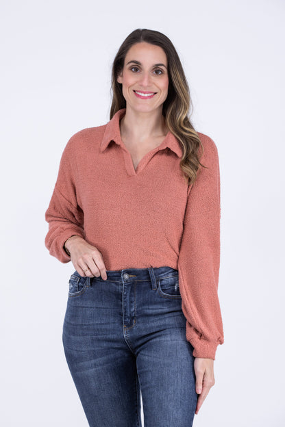 Cozy Comfort Women's Knit Long Sleeve Lounge Top