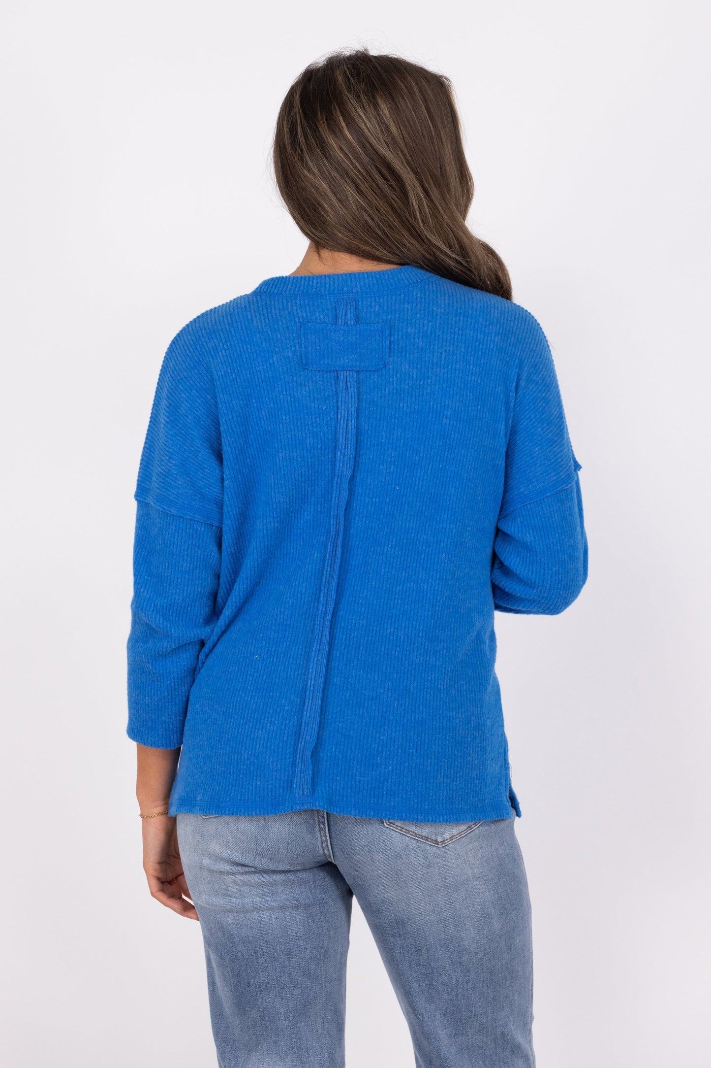My Sweetie Women's Flattering Ribbed Hacci Knit Sweater