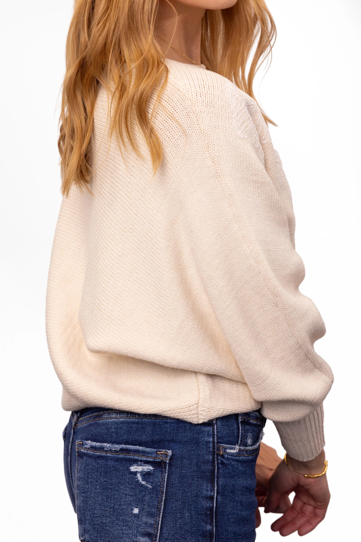 ALB Custom Women's Floral Stitch Dolman Sweater