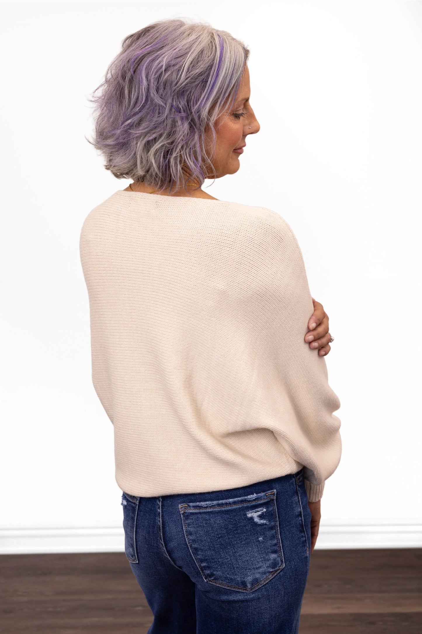 ALB Custom Women's Floral Stitch Dolman Sweater