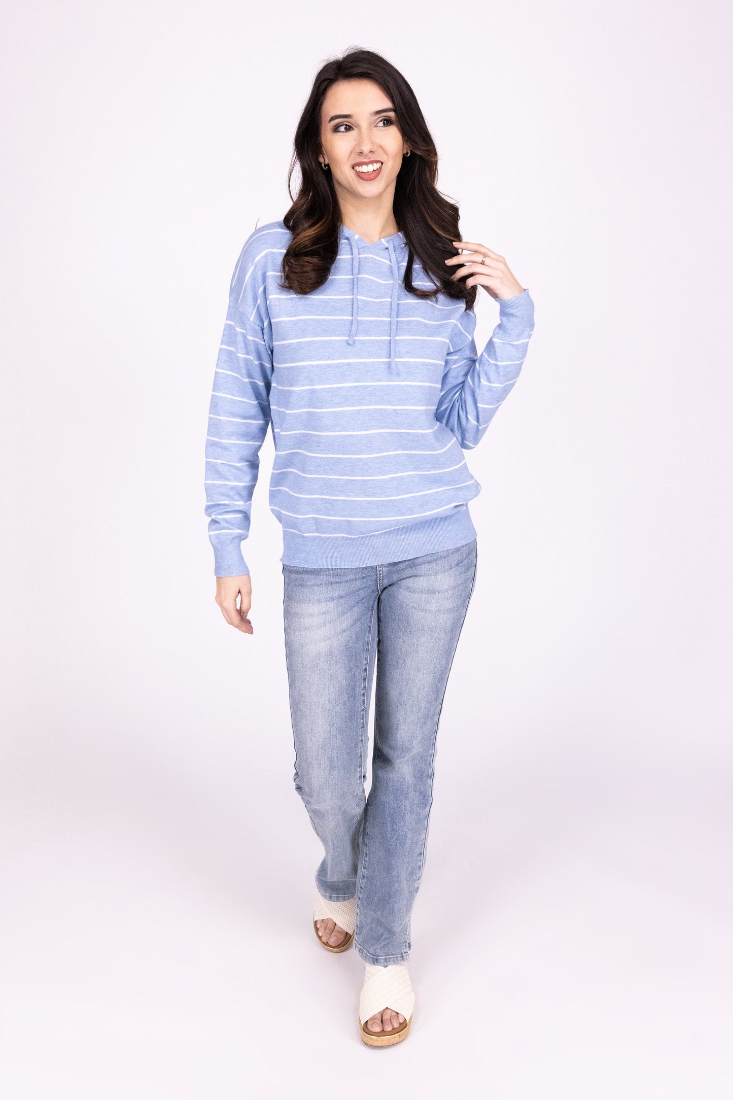 Forever Love Women's Striped Hoodie Sweater