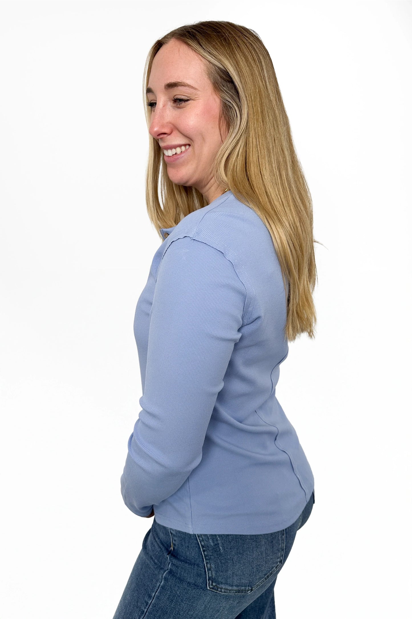 ALB Custom Women's Ribbed Button Front Henley