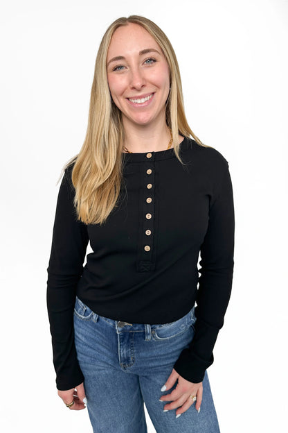 ALB Custom Women's Ribbed Button Front Henley