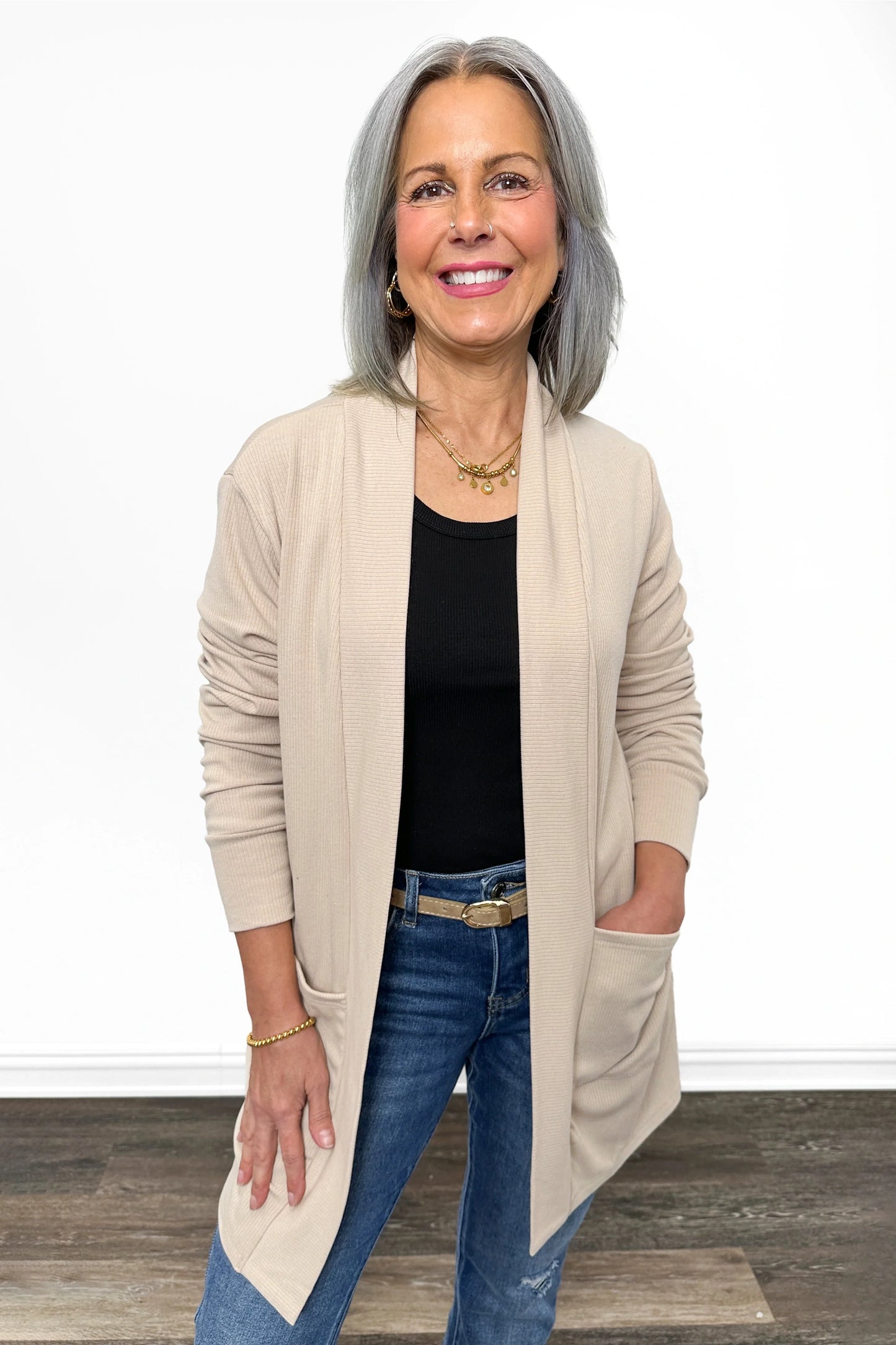 ALB Custom Women's Soft Ribbed Open Front Cardigan