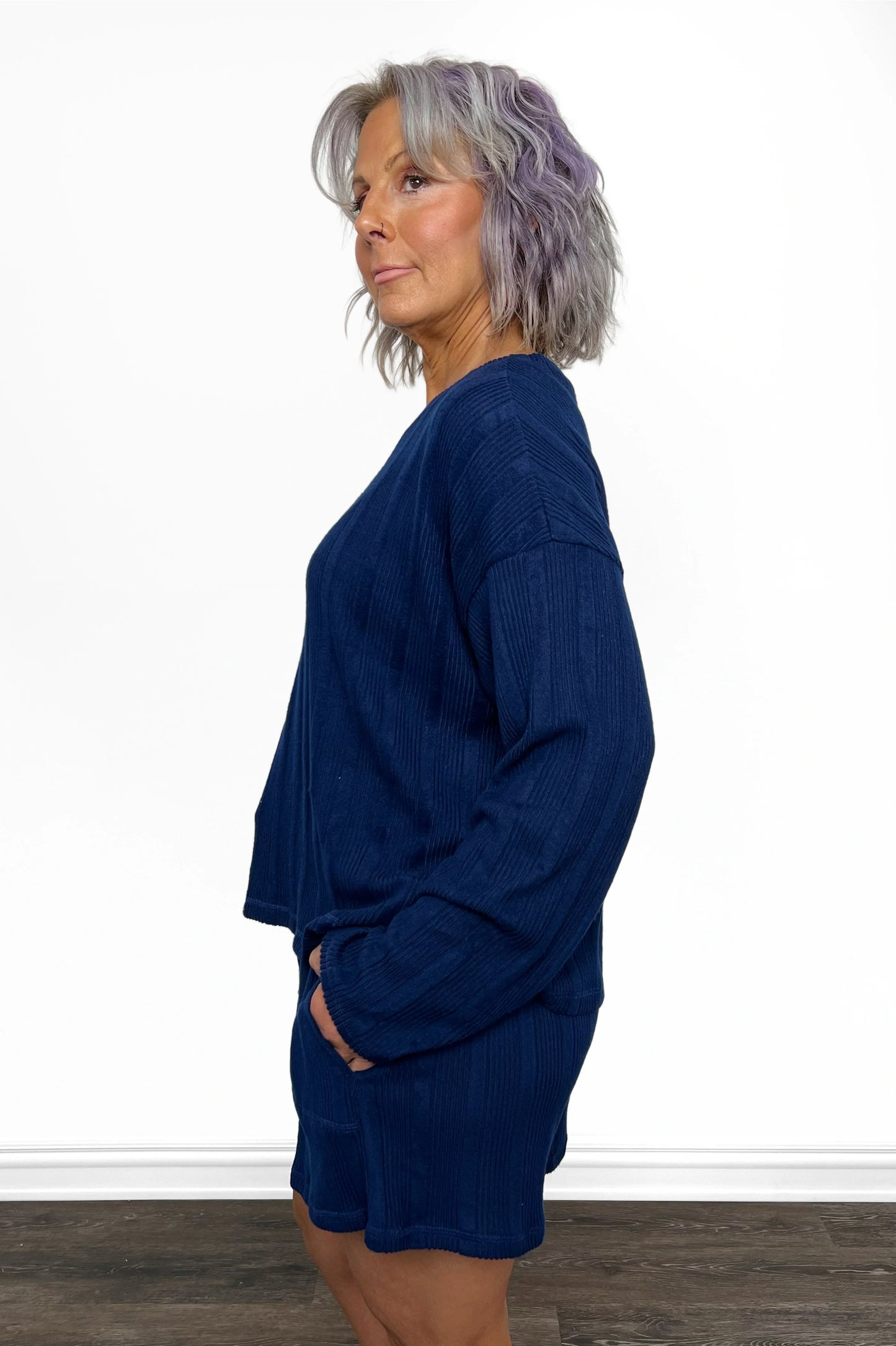 ALB Custom Women's Striped Long Sleeve Top and Shorts Set
