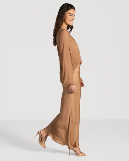 Rosalind Satin Skirt | Tan
