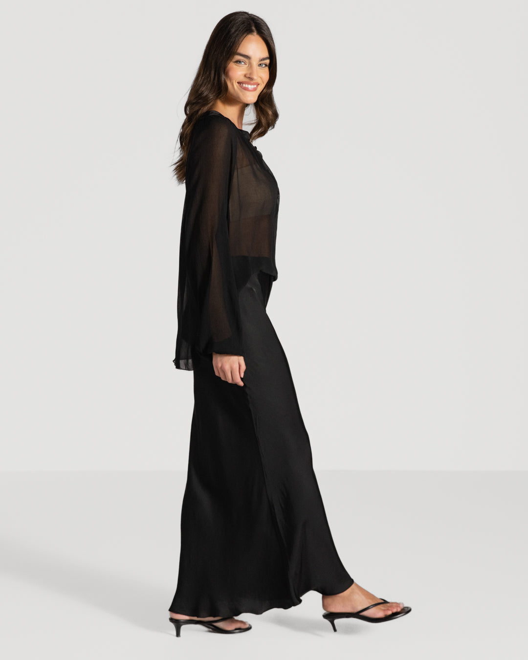 Rosalind Satin Skirt | Black