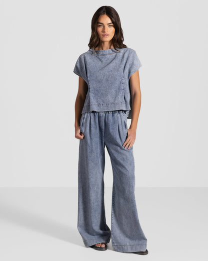 Brooke Boxy Top | Denim Blue