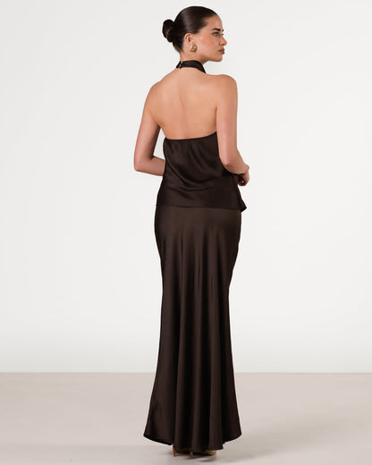 Lexi Satin Maxi Skirt | Cocoa Soleil