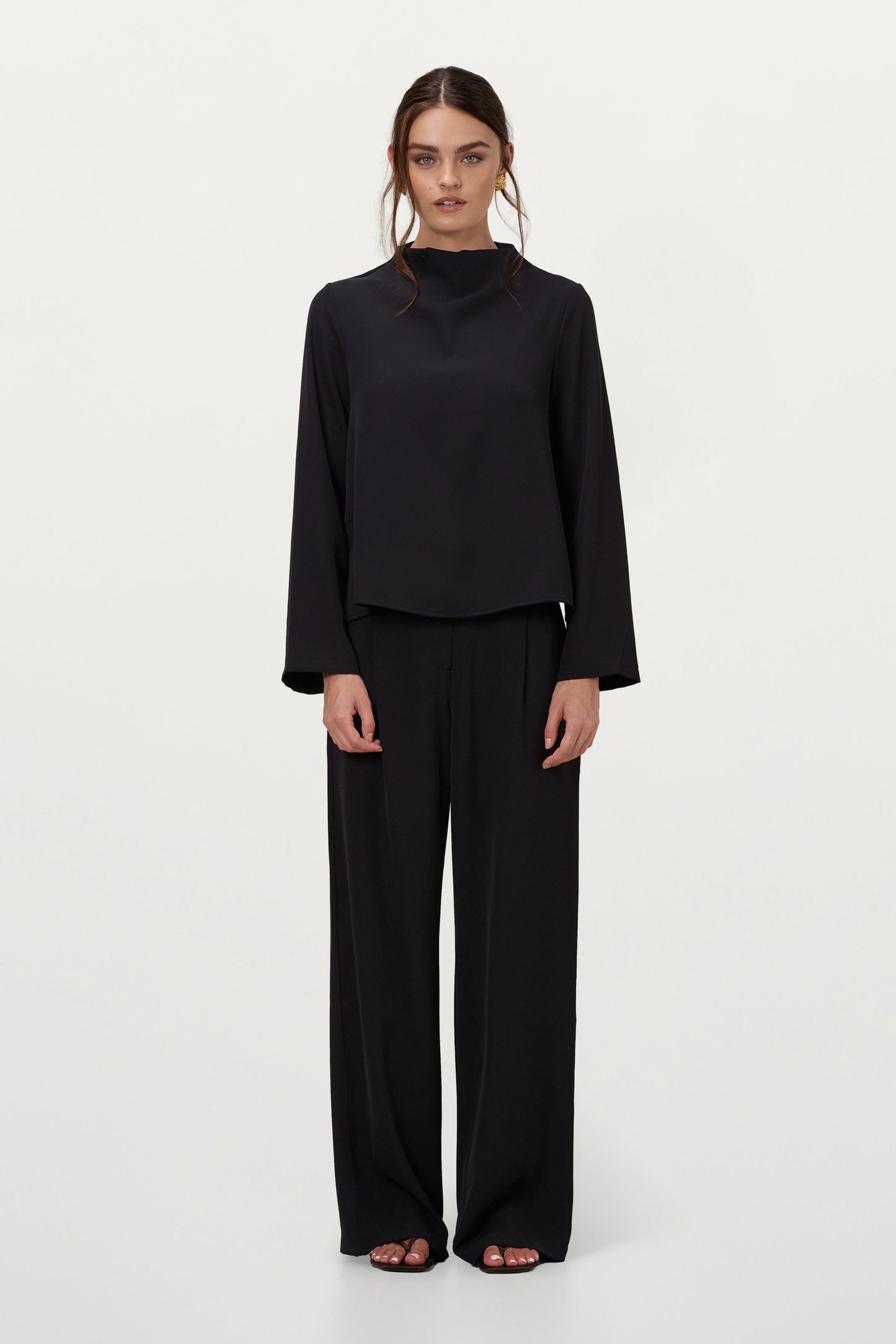 Lana High Neck Top | Black