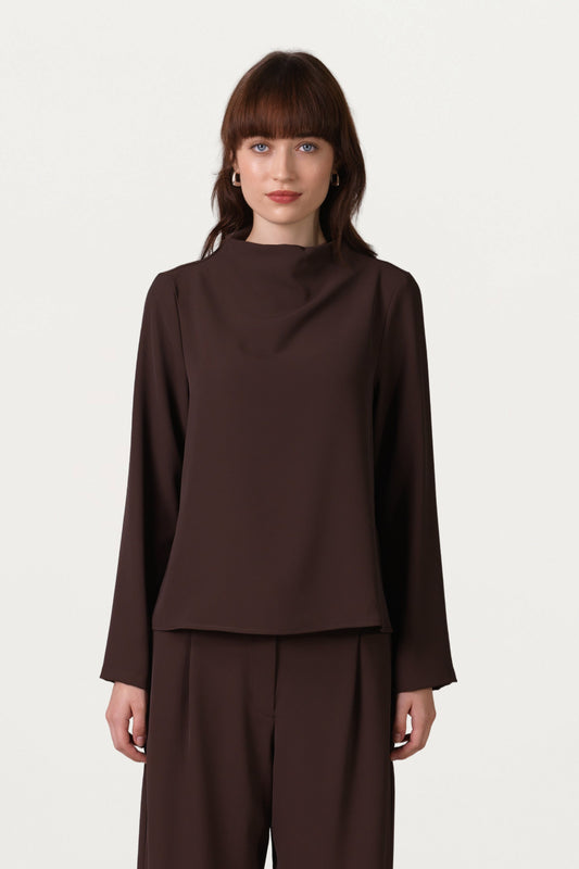 Lana High Neck Top | Espresso Brown