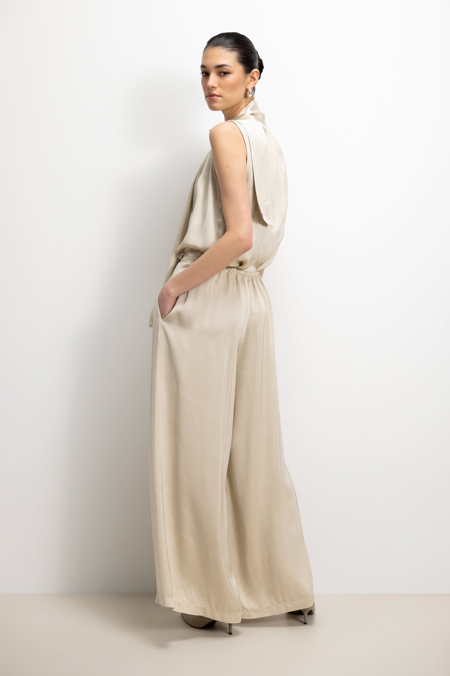 Lyanne Bow Neck Tie Satin Blouse | Honey