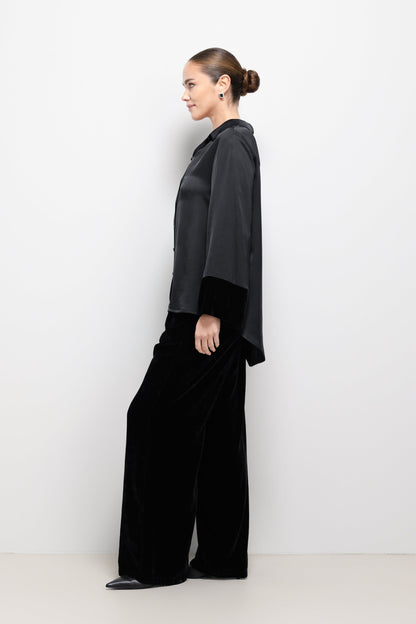 Piper Velvet Elastic Waist Trousers | Black