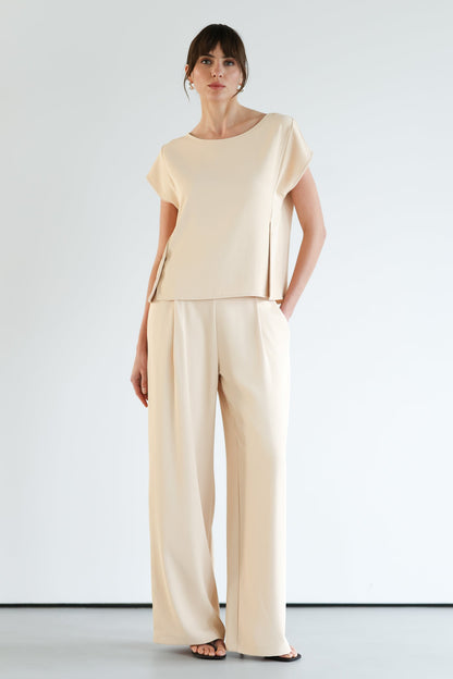 Blanchett Pleated Trousers | Almond Beige