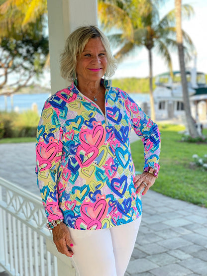 SECRET LOVE HEARTS HALF ZIPPER