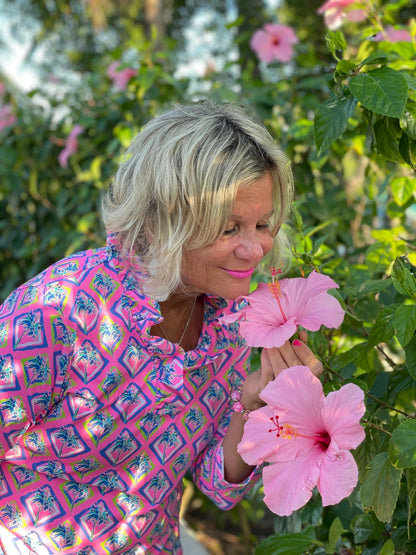PALM TREE SIESTA RUFFLE TOP
